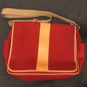 Coach Messenger Bag in red with leather detail